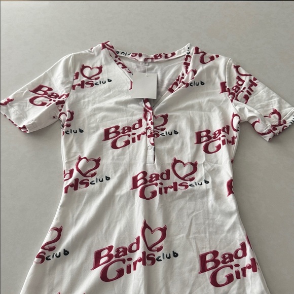 Bad Girls Club White and Red Graphic Romper - Picture 2 of 2